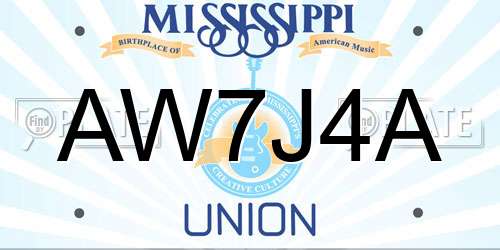 AW7J4A Mississippi License Plate