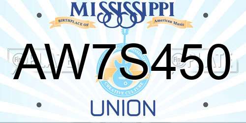 AW7S450 Mississippi License Plate
