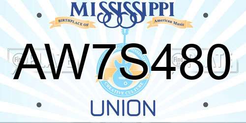 AW7S480 Mississippi License Plate