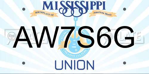 AW7S6G Mississippi License Plate