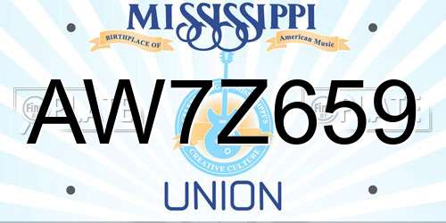 AW7Z659 Mississippi License Plate