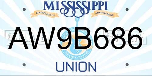 AW9B686 Mississippi License Plate