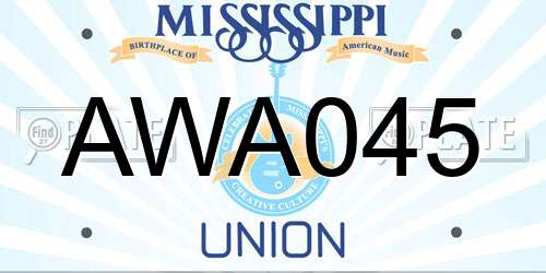 AWA045 Mississippi License Plate