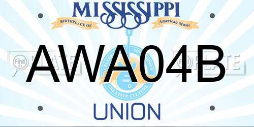 AWA04B Mississippi License Plate
