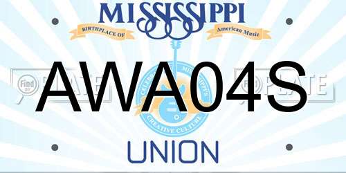 AWA04S Mississippi License Plate