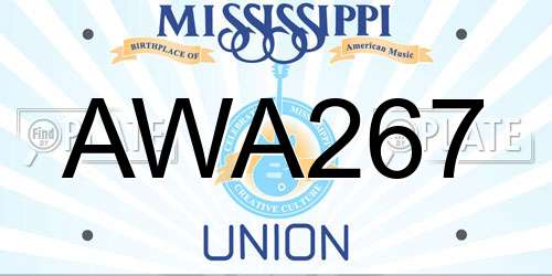 AWA267 Mississippi License Plate