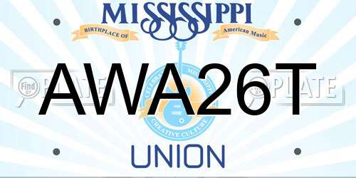 AWA26T Mississippi License Plate