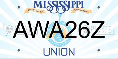 AWA26Z Mississippi License Plate