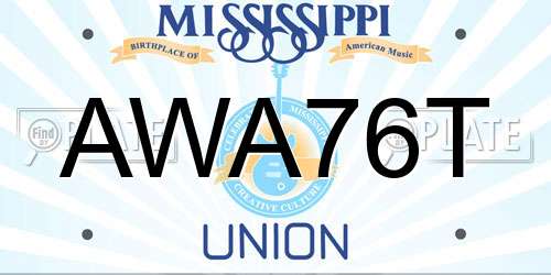 AWA76T Mississippi License Plate