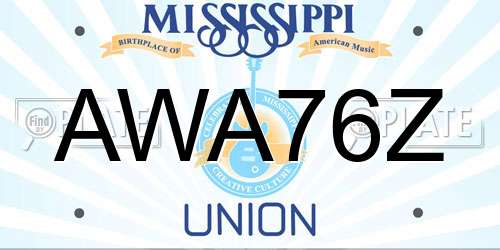 AWA76Z Mississippi License Plate