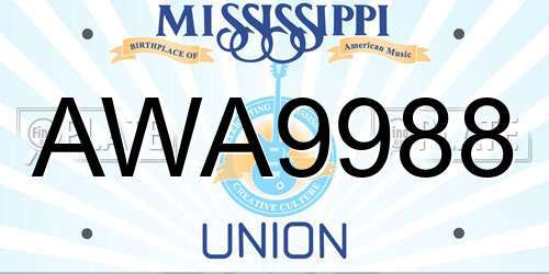 AWA9988 Mississippi License Plate