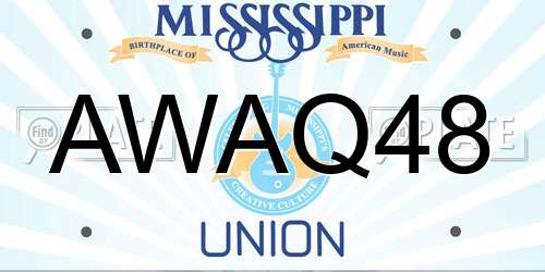 AWAQ48 Mississippi License Plate