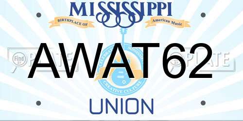 AWAT62 Mississippi License Plate