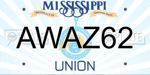 AWAZ62 Mississippi License Plate