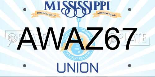 AWAZ67 Mississippi License Plate