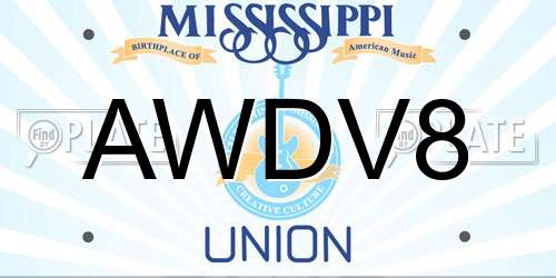 AWDV8 Mississippi License Plate
