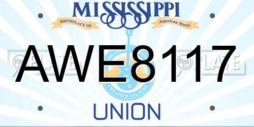 AWE8117 Mississippi License Plate