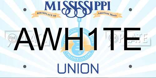 AWH1TE Mississippi License Plate