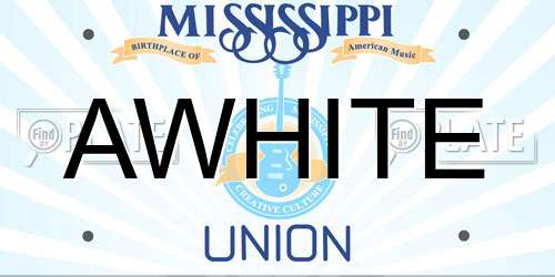 AWHITE Mississippi License Plate