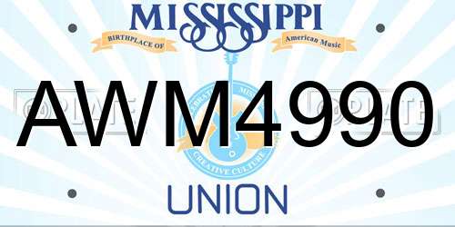 AWM4990 Mississippi License Plate