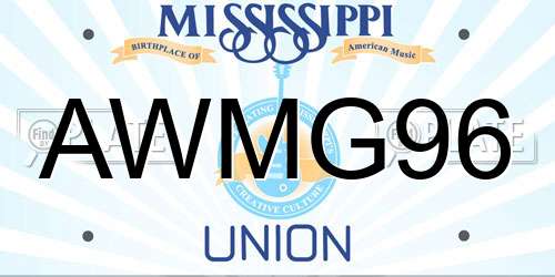 AWMG96 Mississippi License Plate