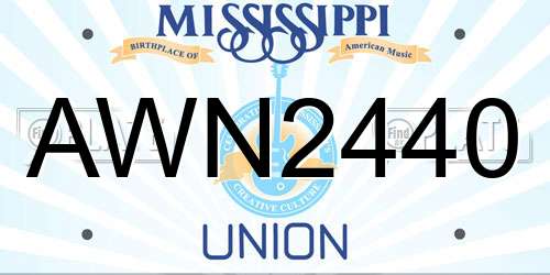 AWN2440 Mississippi License Plate