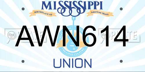 AWN614 Mississippi License Plate