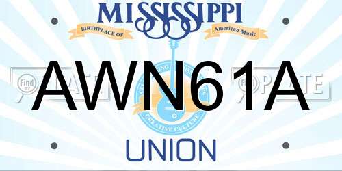 AWN61A Mississippi License Plate