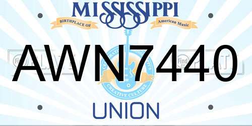 AWN7440 Mississippi License Plate
