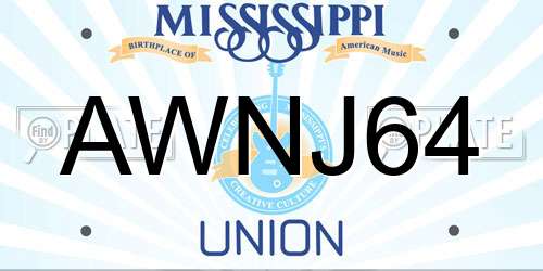 AWNJ64 Mississippi License Plate