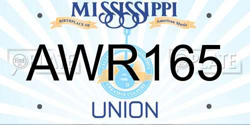 AWR165 Mississippi License Plate