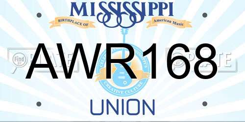 AWR168 Mississippi License Plate