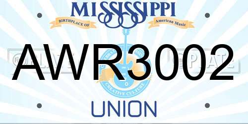 AWR3002 Mississippi License Plate