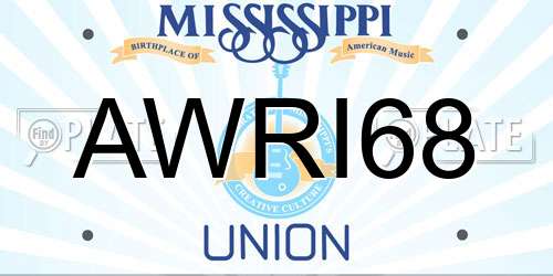 AWRI68 Mississippi License Plate