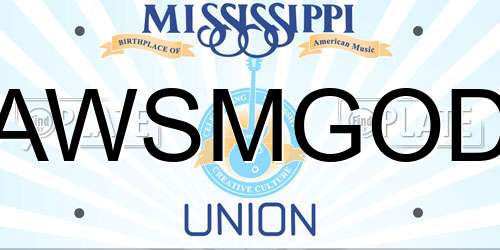 AWSMGOD Mississippi License Plate