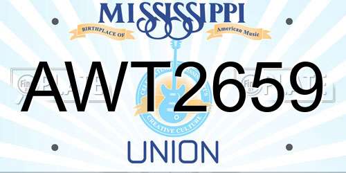 AWT2659 Mississippi License Plate