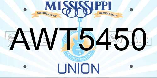 AWT5450 Mississippi License Plate