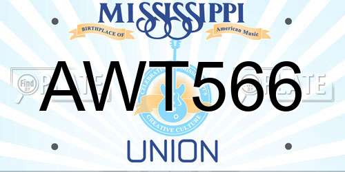 AWT566 Mississippi License Plate