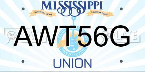 AWT56G Mississippi License Plate