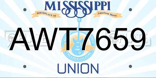 AWT7659 Mississippi License Plate