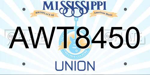AWT8450 Mississippi License Plate