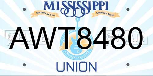AWT8480 Mississippi License Plate