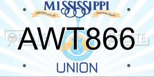 AWT866 Mississippi License Plate