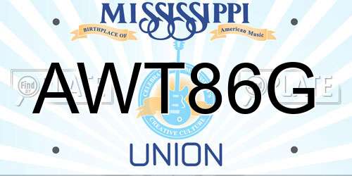 AWT86G Mississippi License Plate