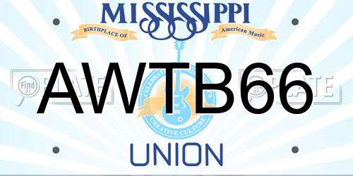 AWTB66 Mississippi License Plate