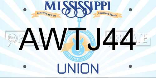 AWTJ44 Mississippi License Plate