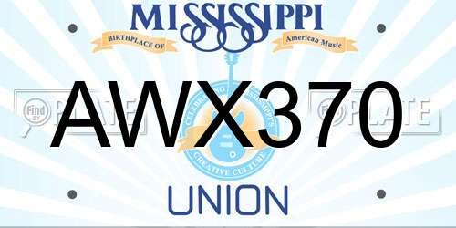 AWX370 Mississippi License Plate