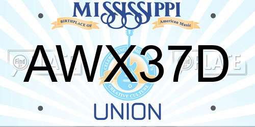 AWX37D Mississippi License Plate