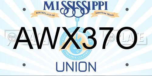 AWX37O Mississippi License Plate