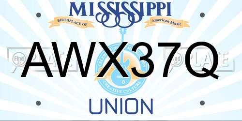 AWX37Q Mississippi License Plate